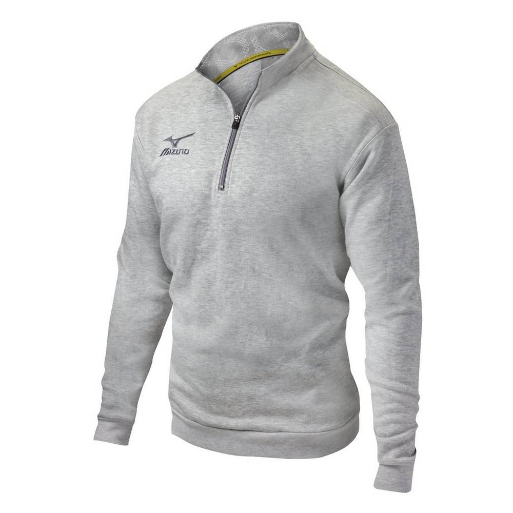 Mizuno 1/2 Zip Fleece Sweatshirt Herr Röda Grå | 132065ZLM