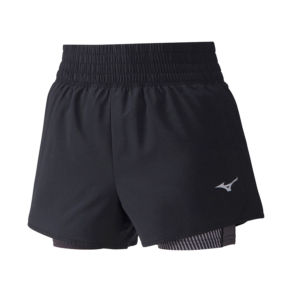 Mizuno 4.5 2in1 Löpar Shorts Dam Svarta | 193508ISQ