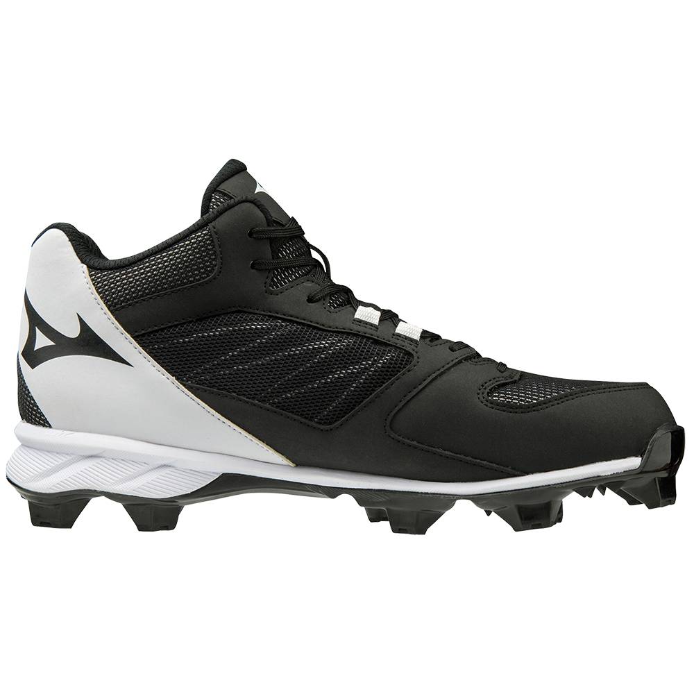 Mizuno 9-Spike Advanced Dominant TPU Mid Molded Baseball Skor Herr Svarta Vita | 219834JDI