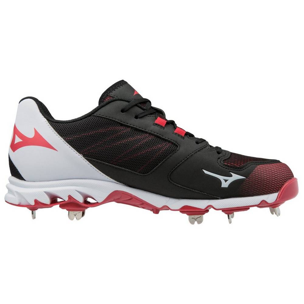 Mizuno 9-Spike Dominant 2 Low Metal Baseball Skor Herr Svarta Röda | 164238GDE