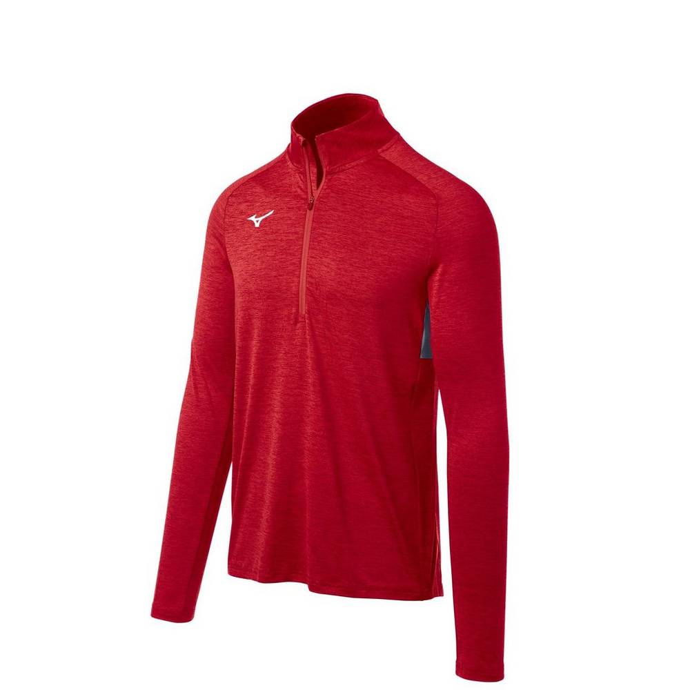 Mizuno Alpha 1/2 Zip Sweatshirt Herr Röda | 307659QTE