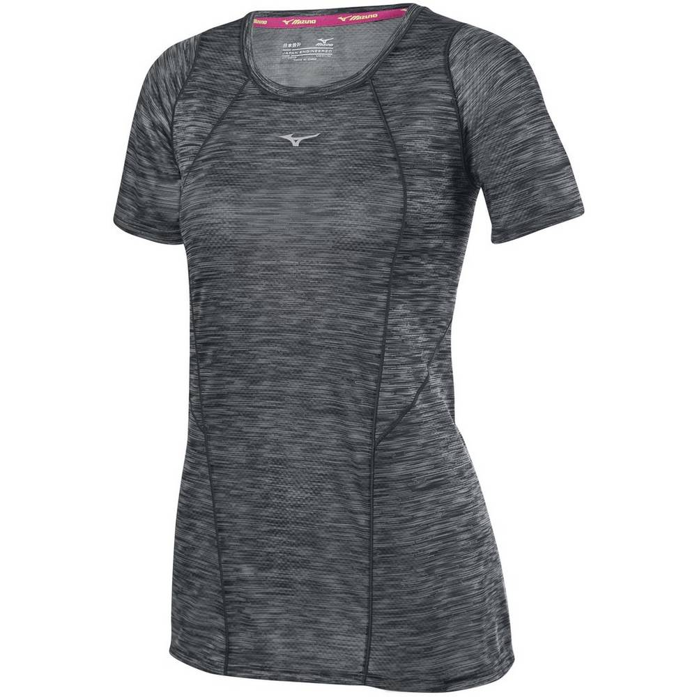 Mizuno Alpha Vent Löpar T shirts Dam Svarta | 463587FSK