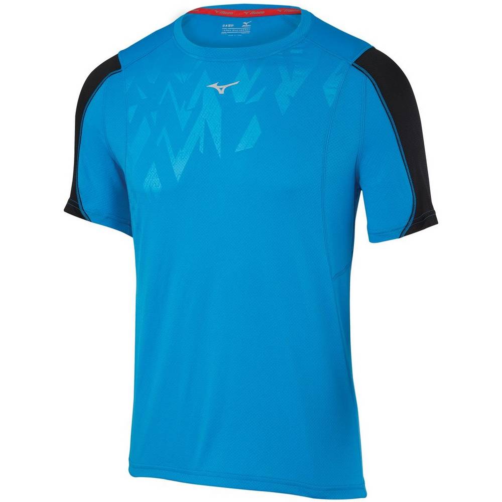 Mizuno Alpha Vent Löpar T shirts Herr Blå Svarta | 872460HAC