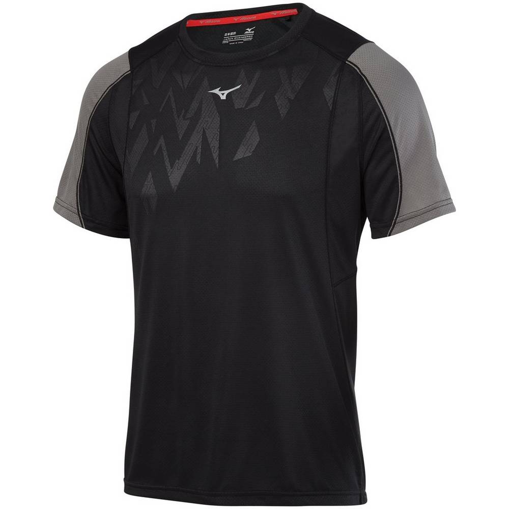 Mizuno Alpha Vent Löpar T shirts Herr Svarta | 483512OXW