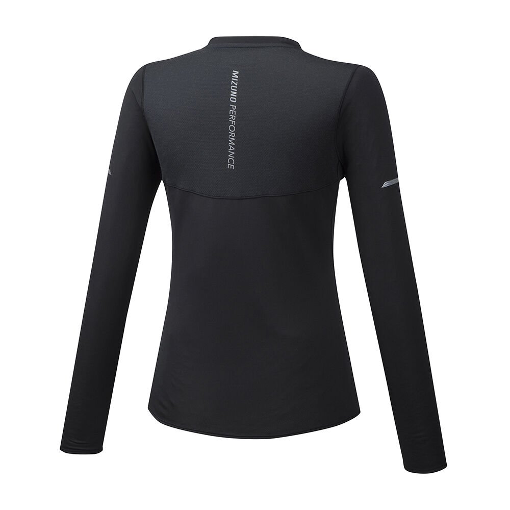 Mizuno BT Mesh LS Löpar T shirts Dam Svarta | 854703KEJ