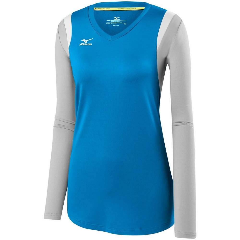 Mizuno Balboa 5.0 Long Sleeve Volleyball Jersey Dam Blå Silver | 357029XEL