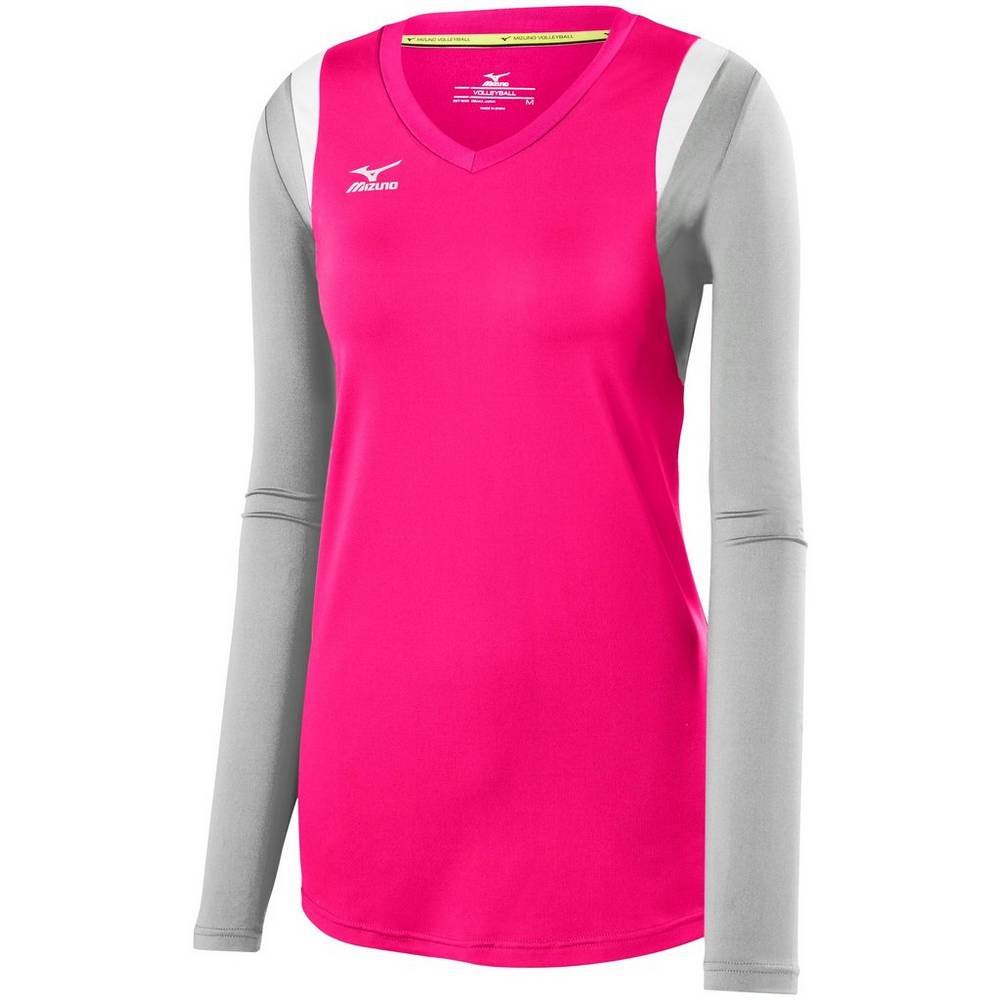 Mizuno Balboa 5.0 Long Sleeve Volleyball Jersey Dam Rosa Silver | 893670BCR