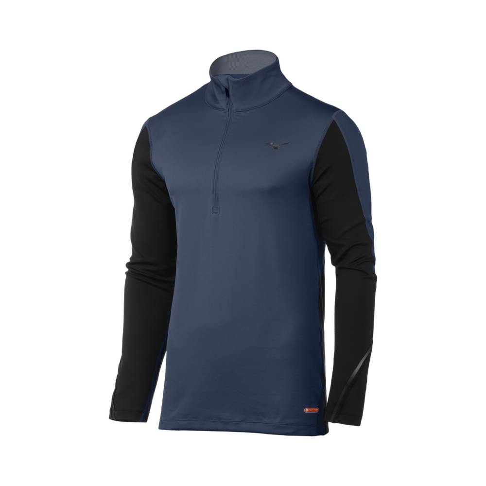 Mizuno Breath Thermo Half Zip Base Layer Herr Indigo Svarta | 328569XGB