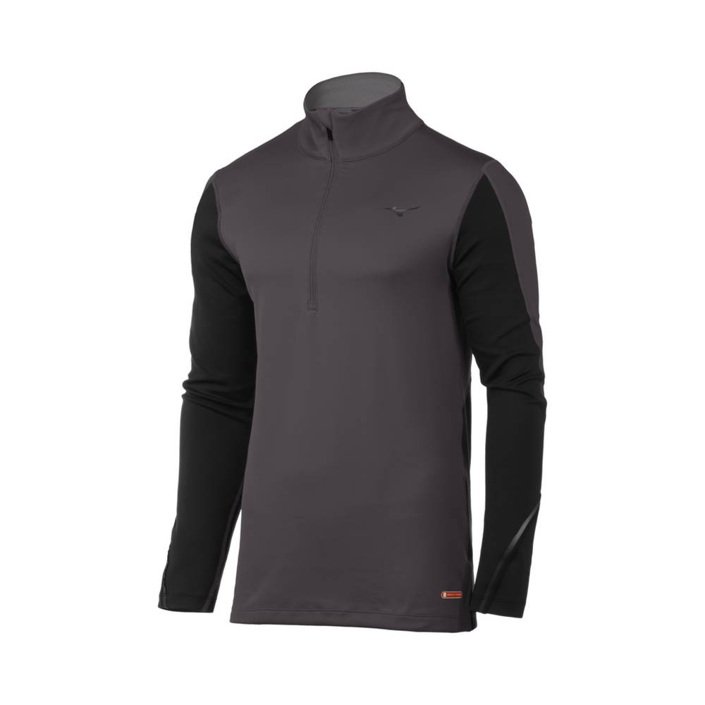 Mizuno Breath Thermo Half Zip Base Layer Herr Mörkgrå Svarta | 483791UDL