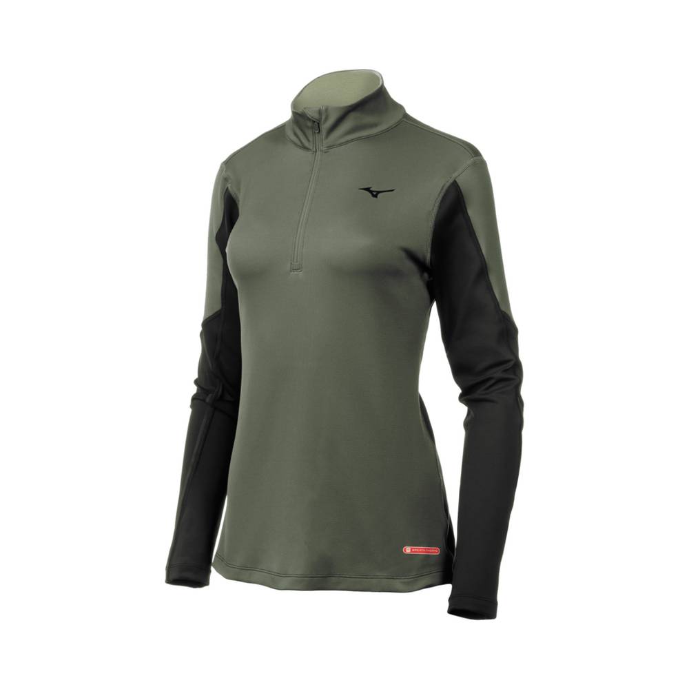 Mizuno Breath Thermo Half Zip Base Layer Dam Gröna Svarta | 627183USR