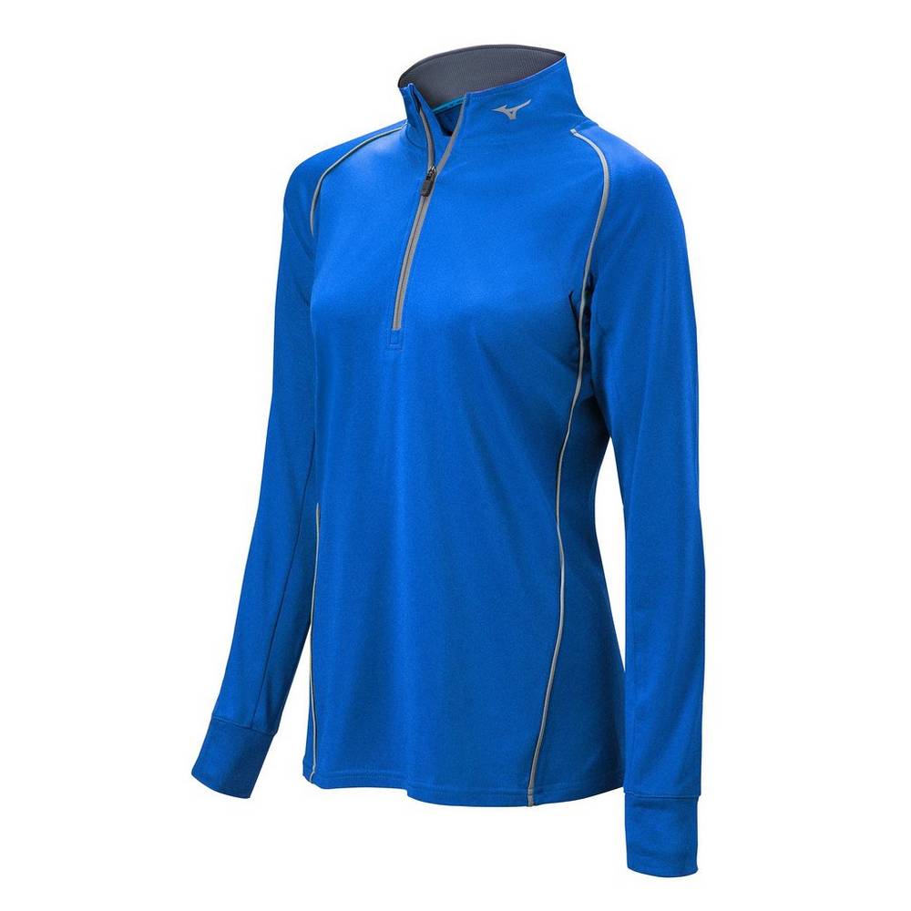 Mizuno Comp 1/2 Zip Long Sleeve Sweatshirt Dam Kungsblått | 160953WSE