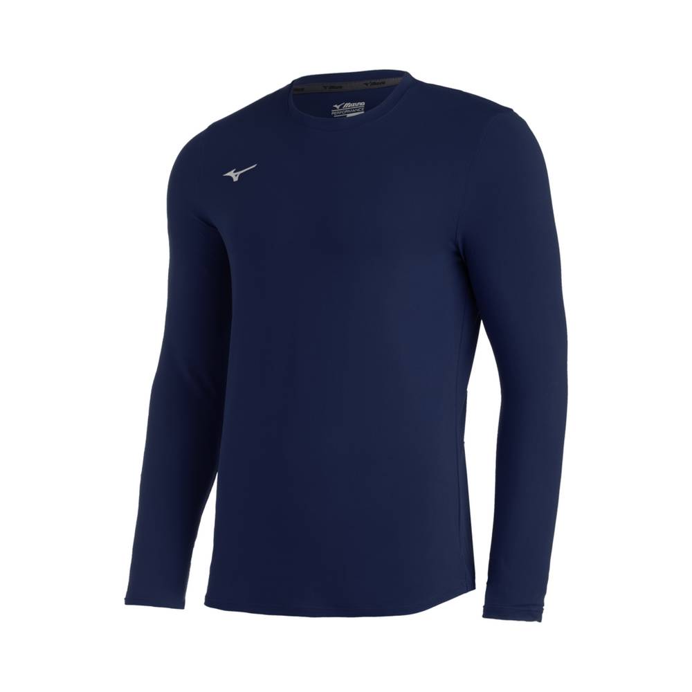 Mizuno Comp Diamond Long Sleeve Crew Baseball Blast Herr Marinblå | 291504GKC