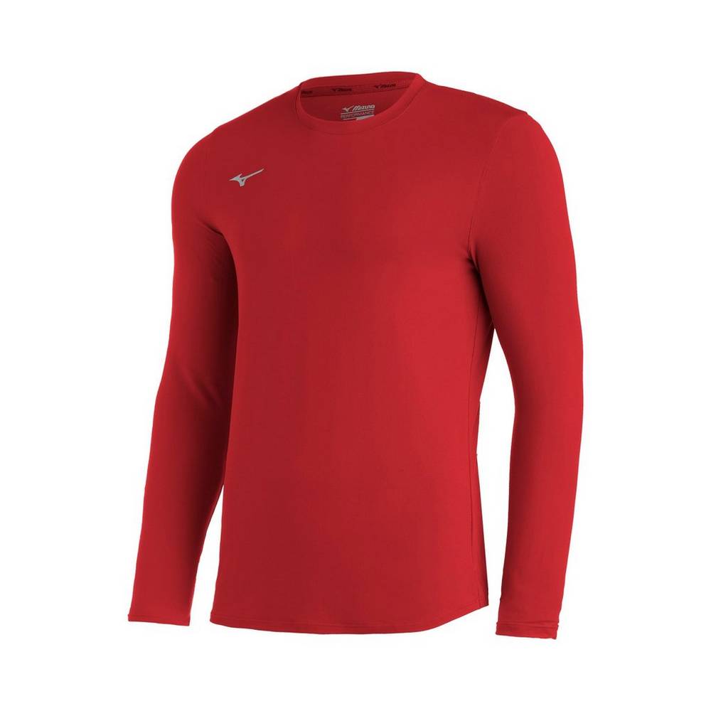 Mizuno Comp Diamond Long Sleeve Crew Baseball Blast Herr Röda | 741593DHC