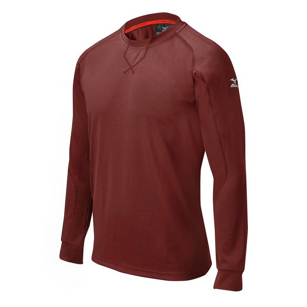 Mizuno Comp Long Sleeve Tränings Shirt Baseball Blast Herr Vinröda | 852301UIA