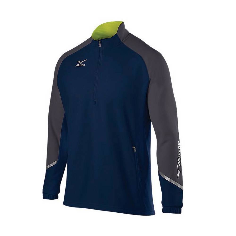 Mizuno Elite 1/2 Zip Sweatshirt Herr Marinblå Grå | 731509JME