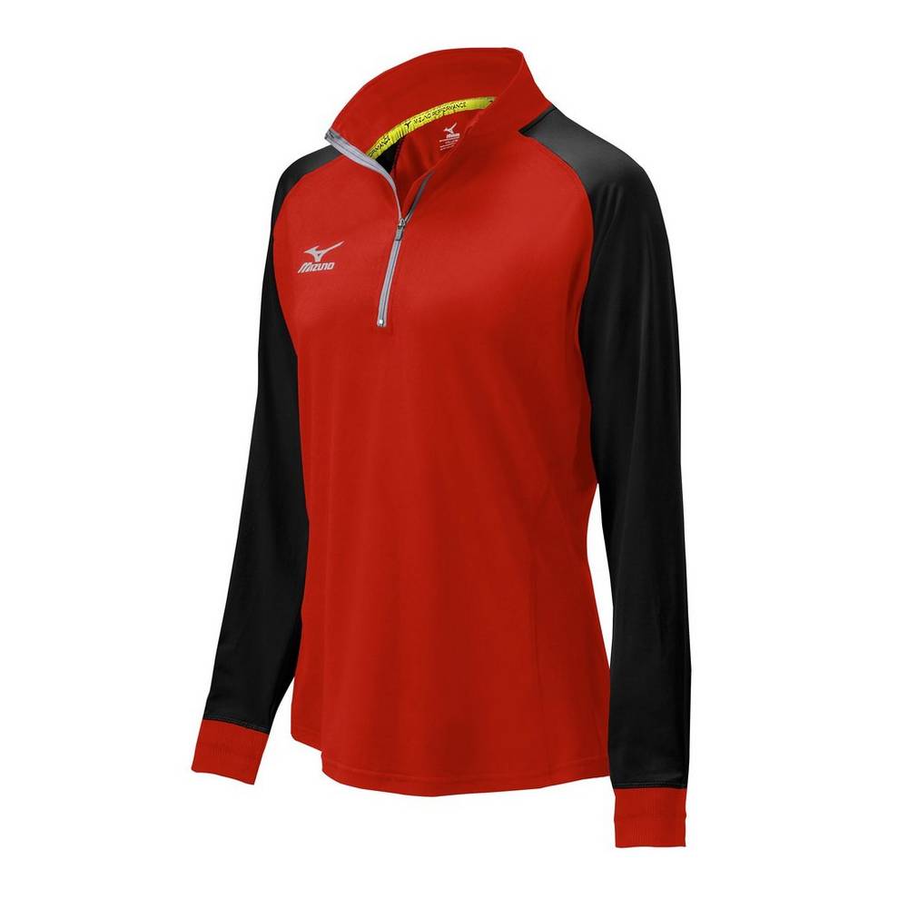 Mizuno Elite 9 Prime 1/2 Zip Jacka Dam Röda Svarta | 501823PHU