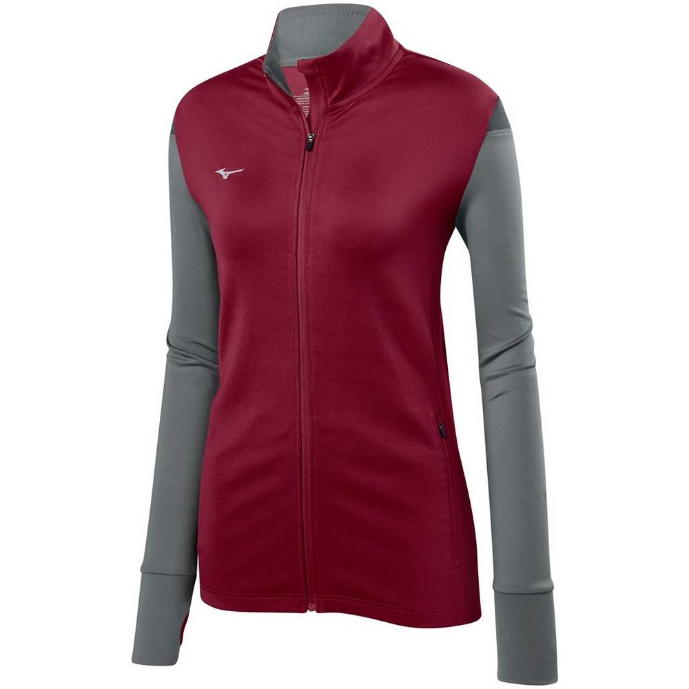 Mizuno Horizon Full Zip Volleyball Jacka Dam Vinröda Grå | 507126MPA