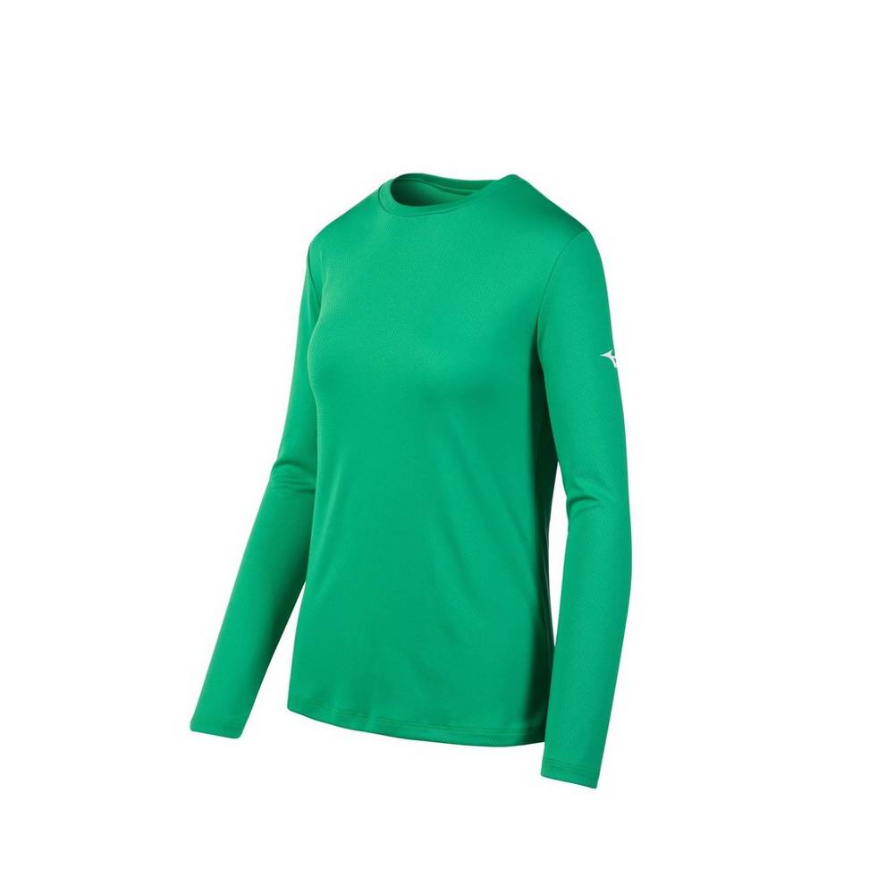 Mizuno Long Sleeve T shirts Dam Gröna | 371069CWI