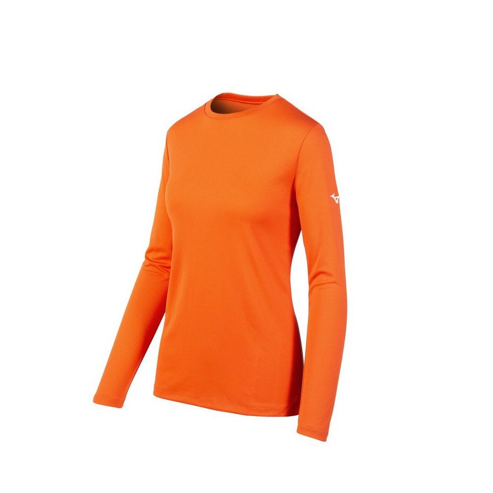 Mizuno Long Sleeve T shirts Dam Orange | 210548GJY