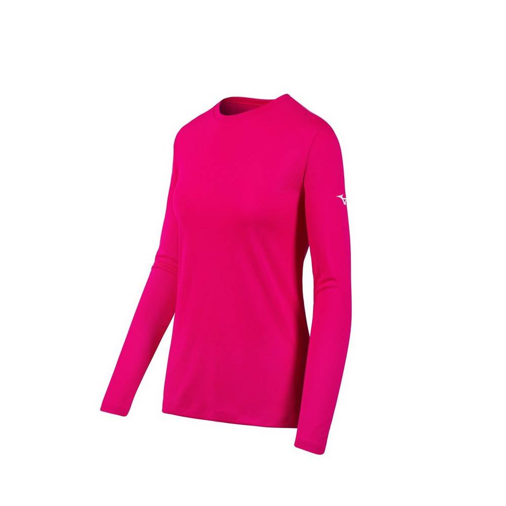 Mizuno Long Sleeve T shirts Dam Rosa | 853260ODJ