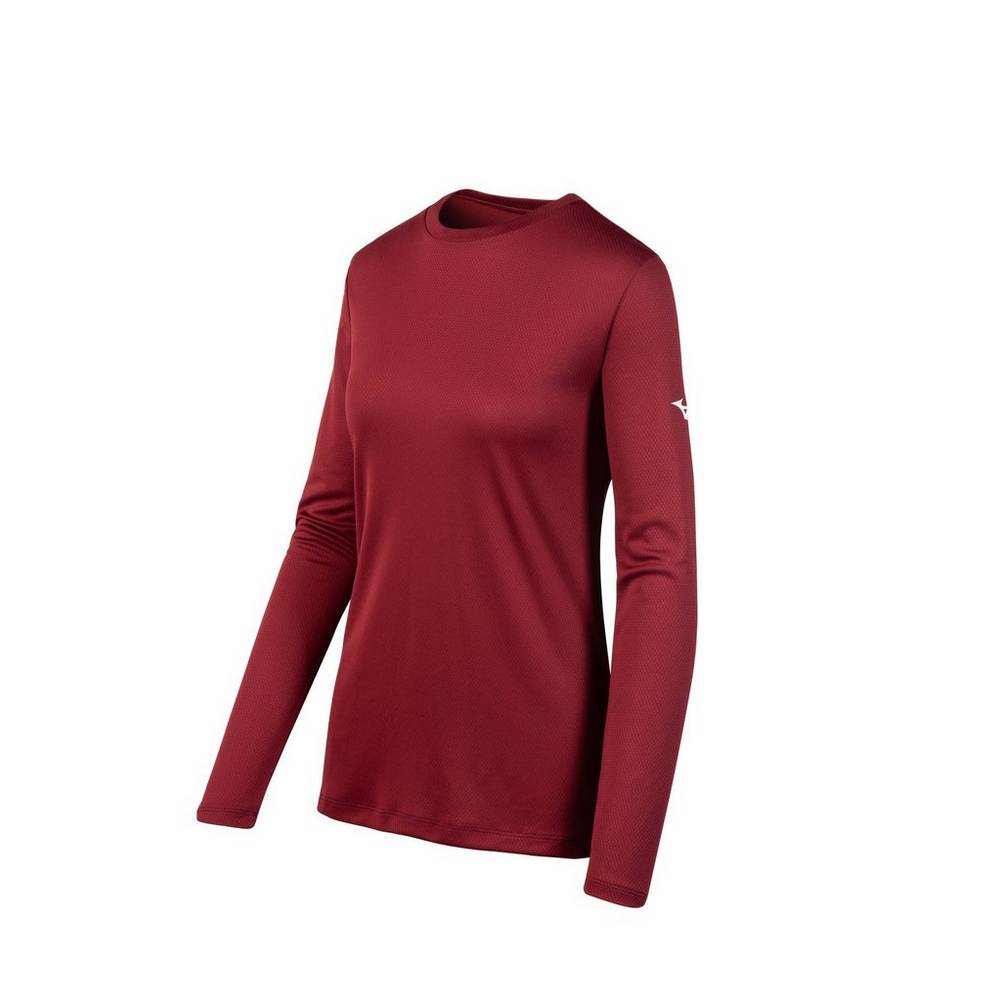 Mizuno Long Sleeve T shirts Dam Vinröda | 794103YBQ