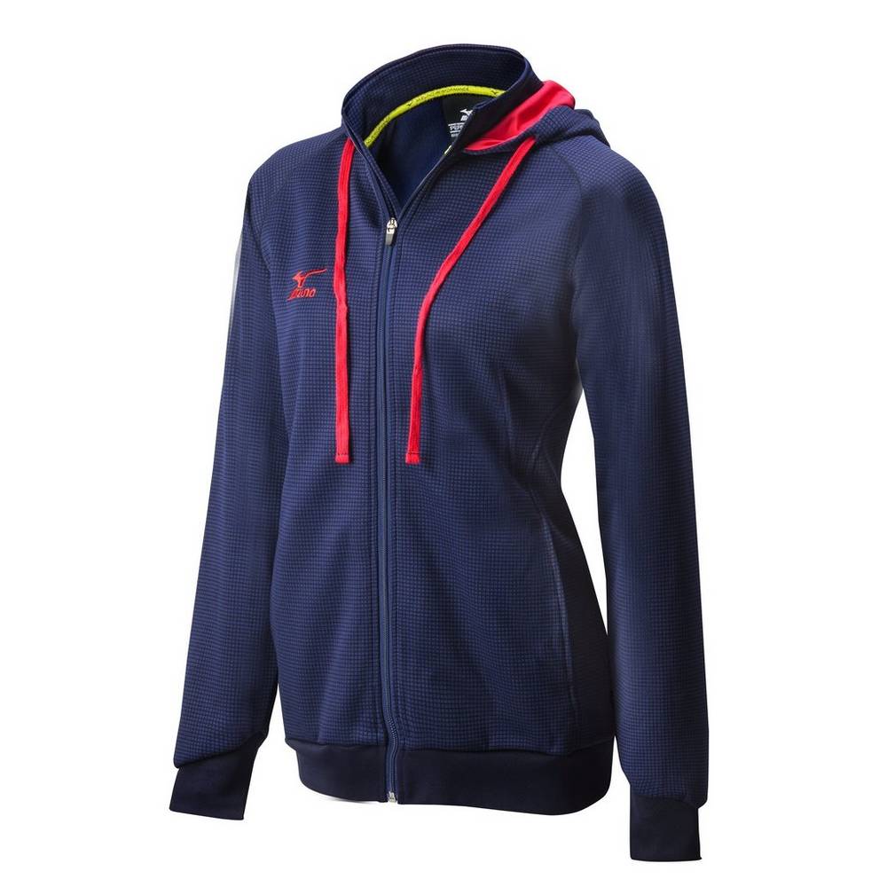 Mizuno Pro Full Zip Hoody Hoodie Dam Marinblå Röda | 546093SKA