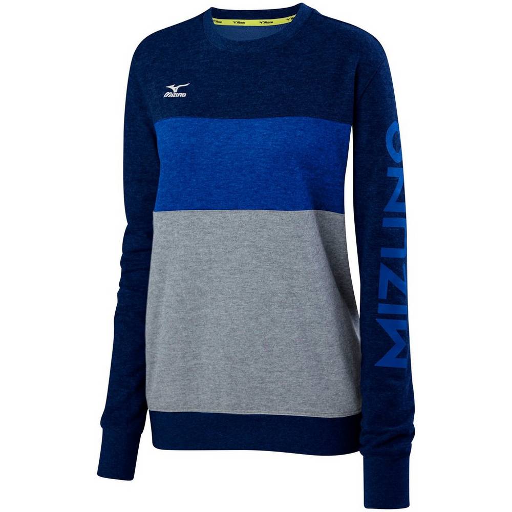 Mizuno Retro Crew Volleyball Sweatshirt Dam Marinblå Kungsblått | 820579JNS