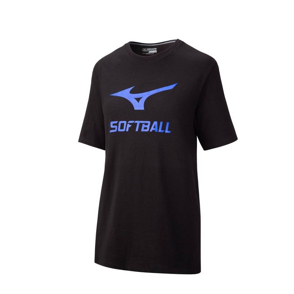 Mizuno Softball Tryck T shirts Dam Svarta | 720163JWQ