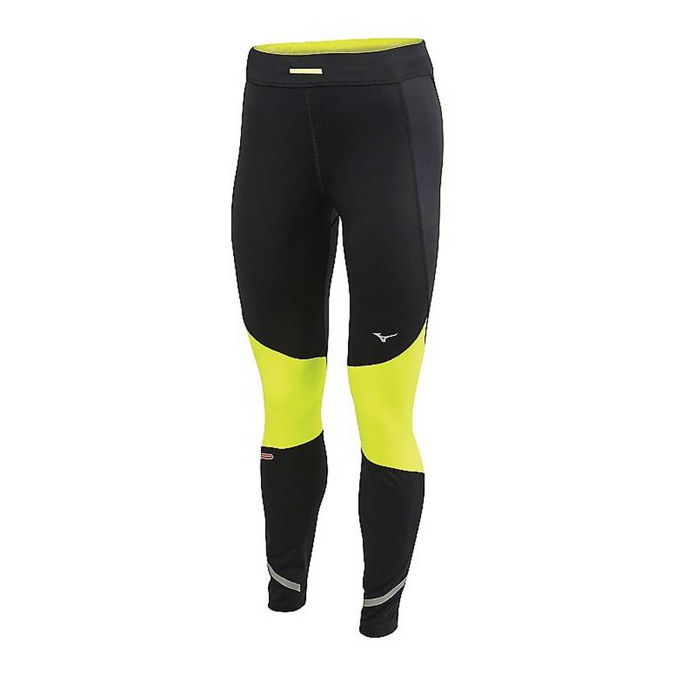 Mizuno Static Breath Thermo Windproof Tights Dam Svarta Gula | 249036KPN