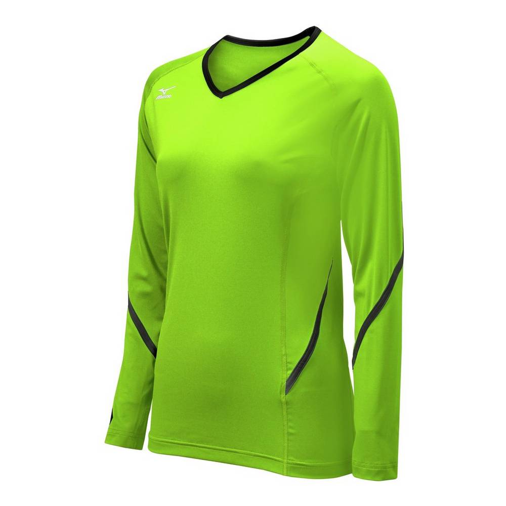 Mizuno Techno Generation Long Sleeve Volleyball Jersey Dam Gröna Svarta | 048937SGR