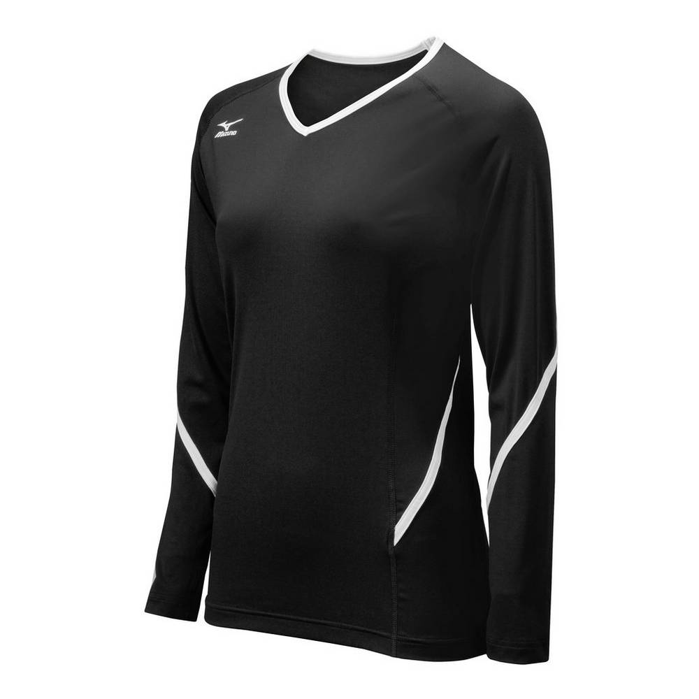 Mizuno Techno Generation Long Sleeve Volleyball Jersey Dam Svarta Vita | 243907ZYF