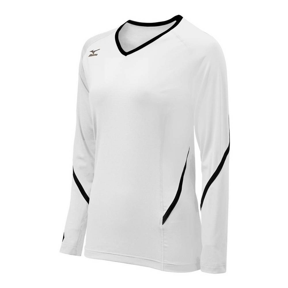 Mizuno Techno Generation Long Sleeve Volleyball Jersey Dam Vita Svarta | 453809EOK