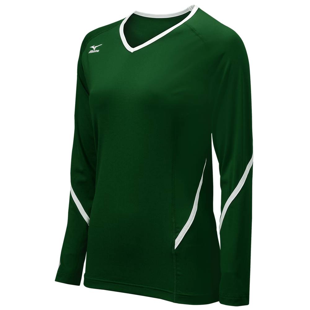 Mizuno Techno Generation Long Sleeve Volleyball Jersey Dam Gröna Vita | 578316OWU