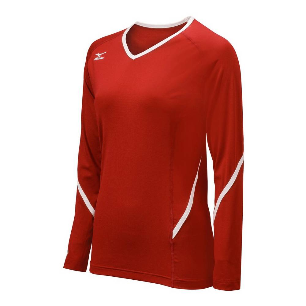 Mizuno Techno Generation Long Sleeve Volleyball Jersey Dam Röda Vita | 851630PFU