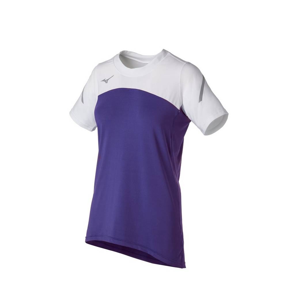 Mizuno Techno VII Korta Sleeve Jersey Dam Lila Vita | 487093ICZ