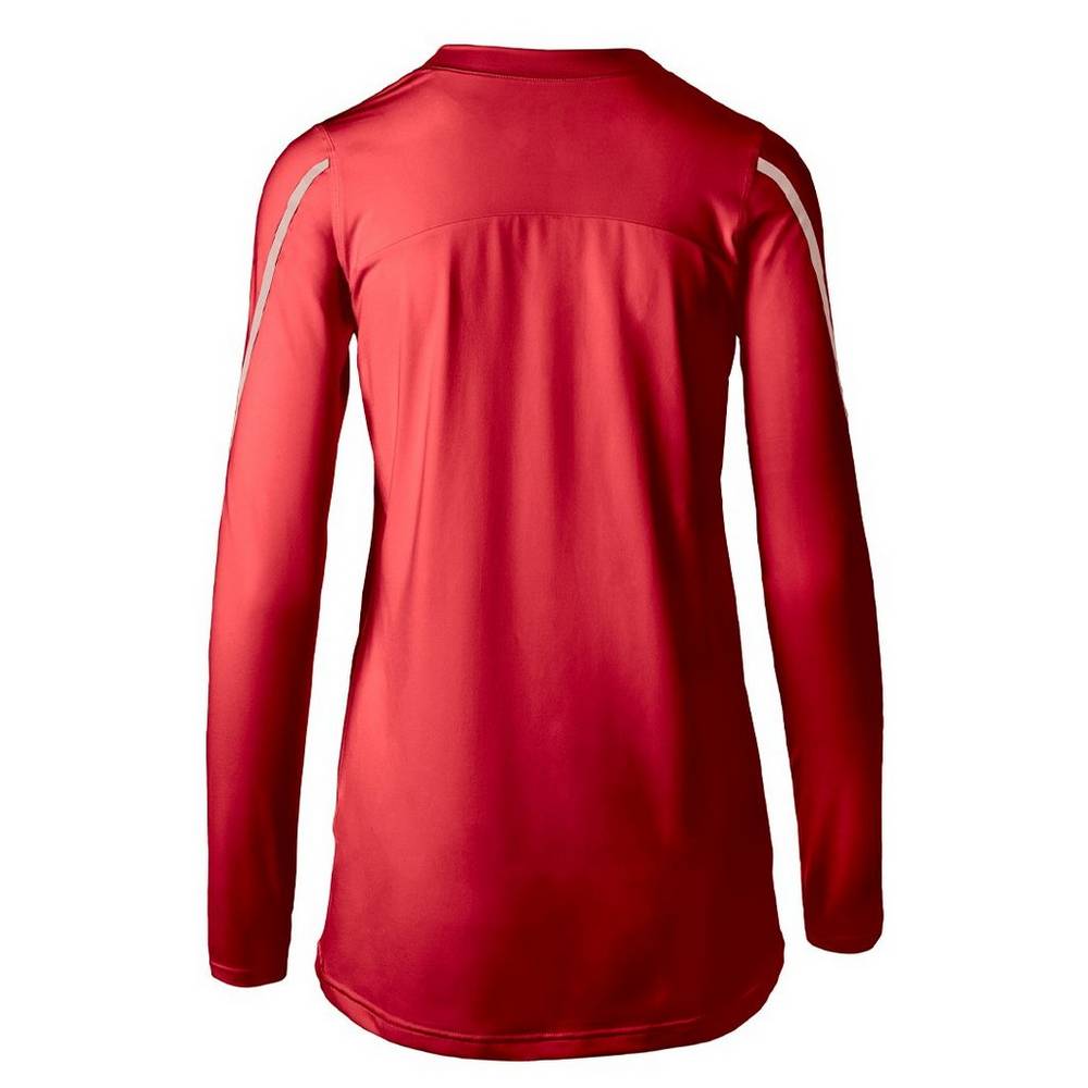 Mizuno Techno VII Long Sleeve Volleyball Jersey Dam Röda | 029543GVU