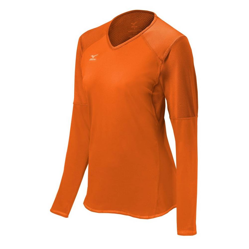 Mizuno Techno VI Long Sleeve Volleyball Jersey Dam Orange | 164528LZD