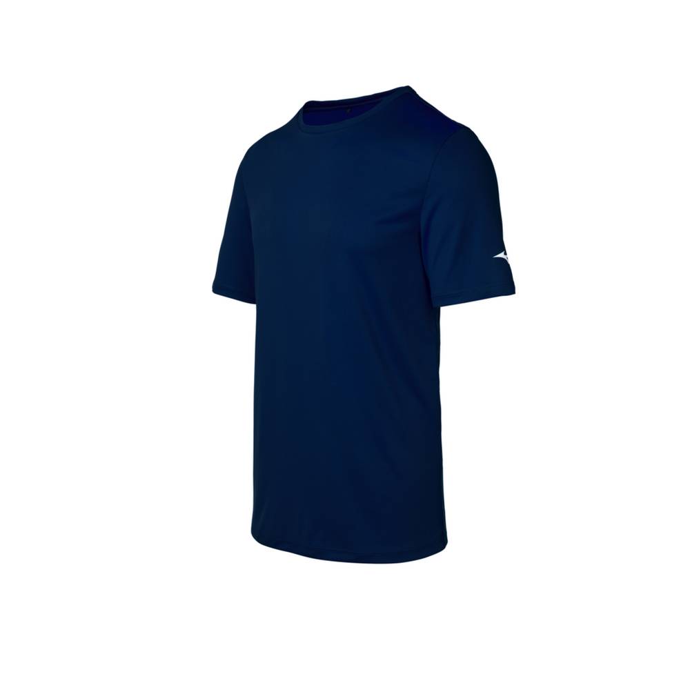 Mizuno Tee T shirts Herr Marinblå | 812946HWS