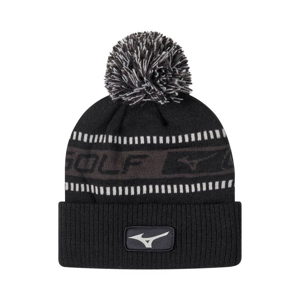 Mizuno Tour Knit Pom Vinter Hatt Herr Svarta Grå | 902163WOG