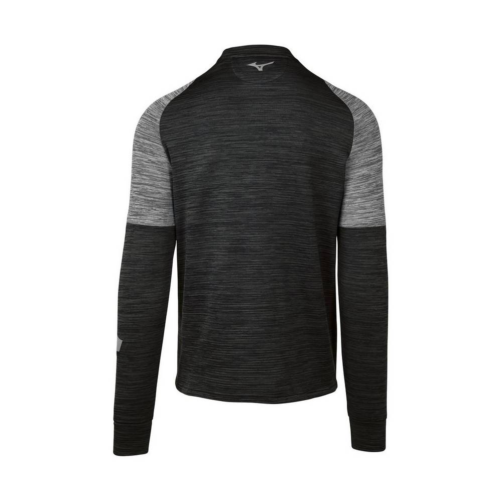 Mizuno Velocity Long Sleeve Crew T shirts Herr Svarta | 405891NWO