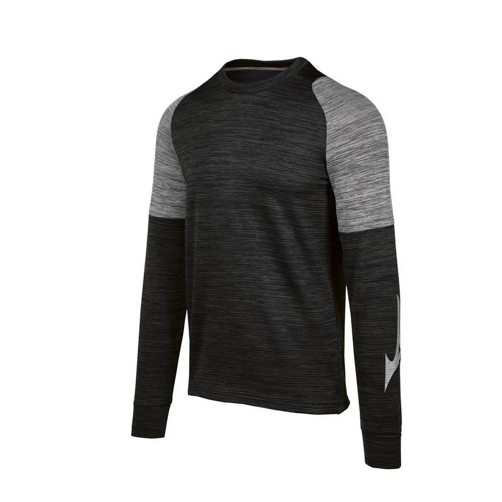 Mizuno Velocity Long Sleeve Crew T shirts Herr Svarta | 405891NWO