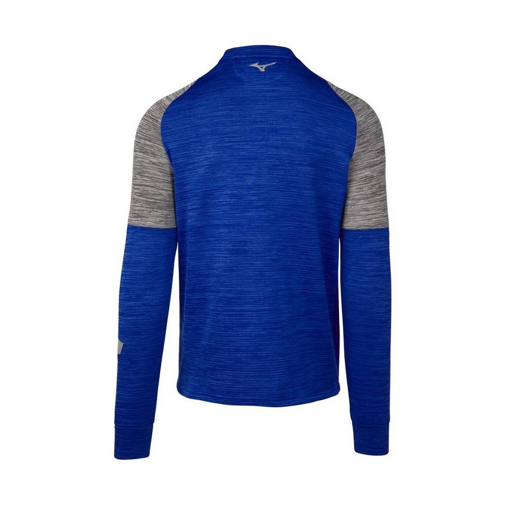 Mizuno Velocity Long Sleeve Crew T shirts Herr Kungsblått | 562790XES