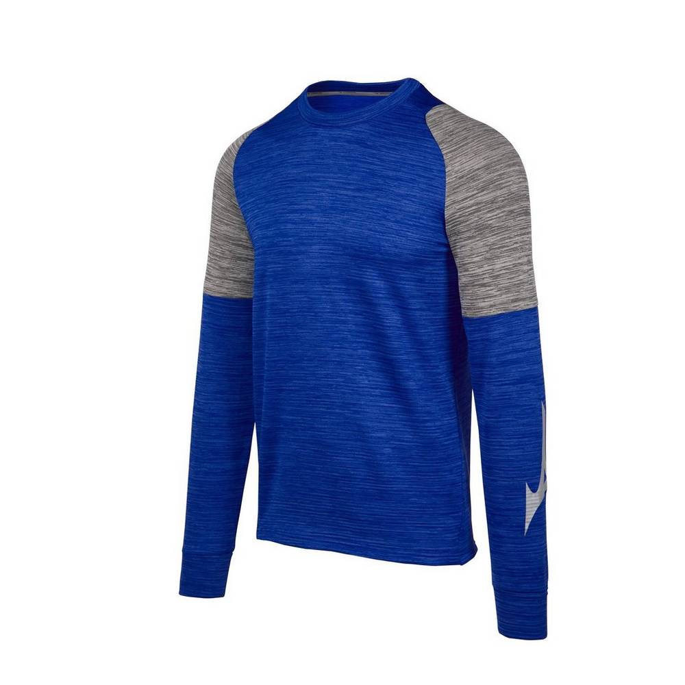 Mizuno Velocity Long Sleeve Crew T shirts Herr Kungsblått | 562790XES