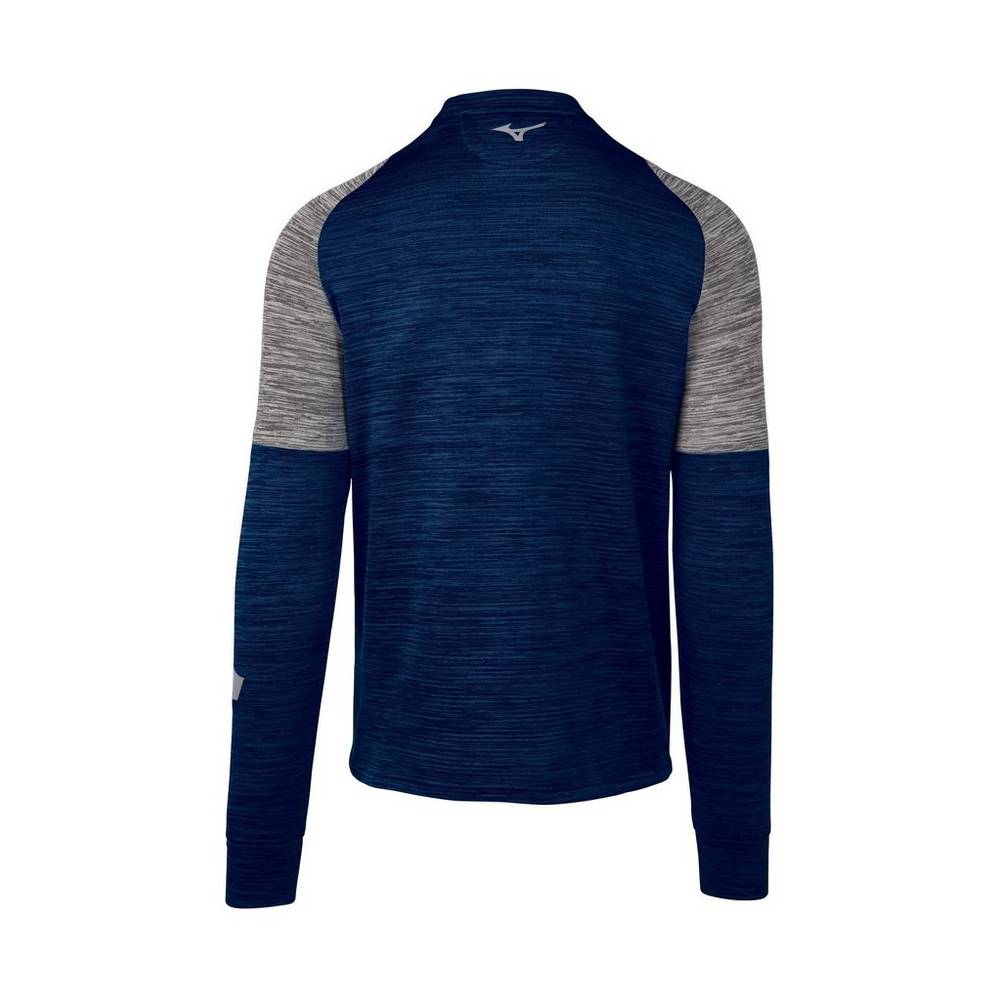 Mizuno Velocity Long Sleeve Crew T shirts Herr Marinblå | 813602LPR