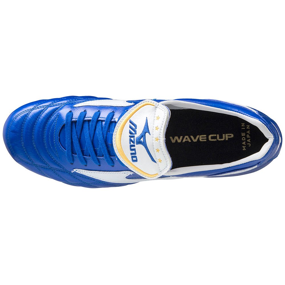 Mizuno Wave Cup Legend Fotbollskor Dam Vita Blå Gula | 806513TUZ