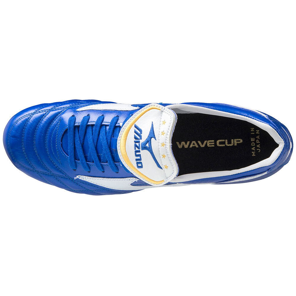 Mizuno Wave Cup Legend Fotbollskor Herr Vita Blå Gula | 853214SBH