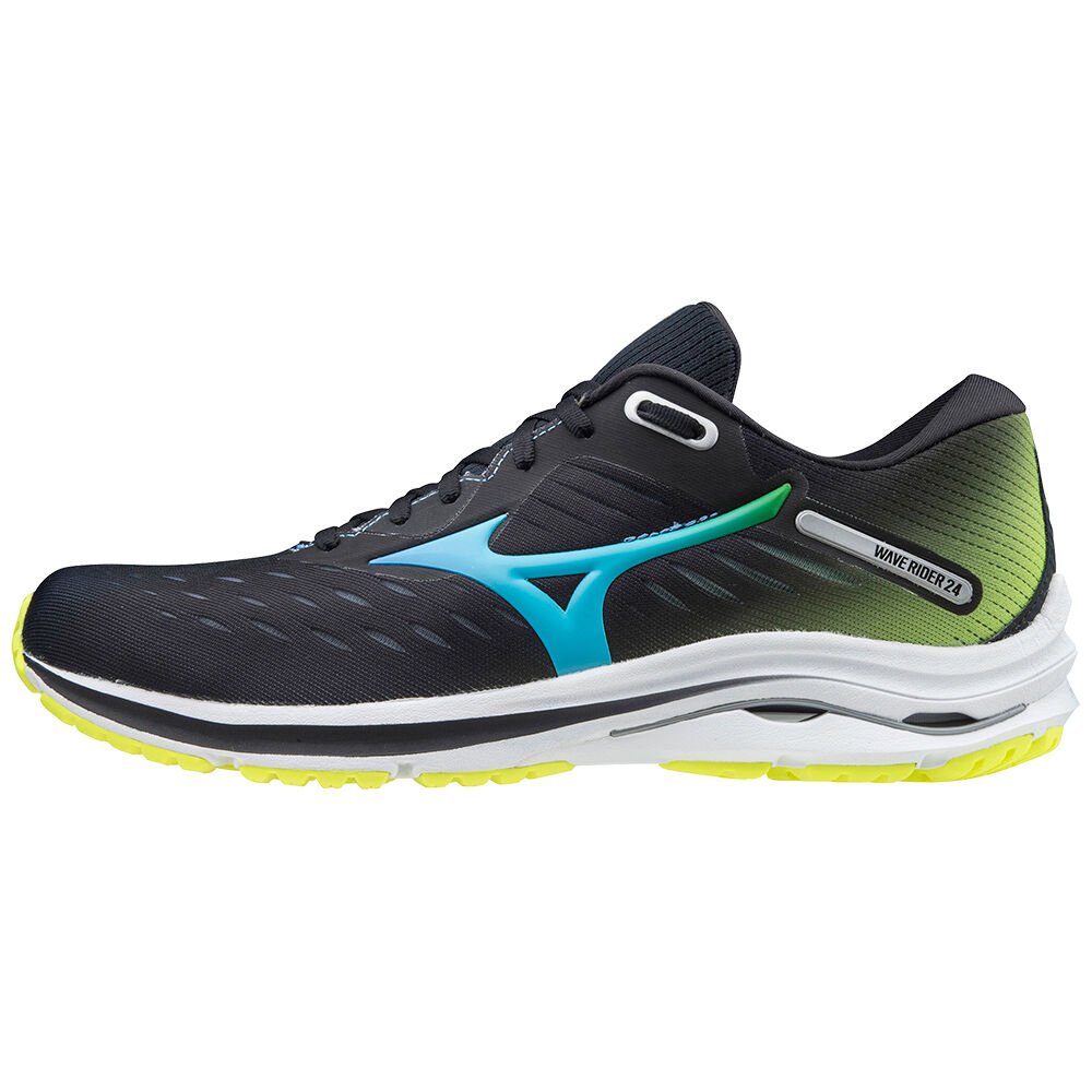 Mizuno Wave Rider 24 Löparskor Dam Svarta Blå Turkos Gula | 269310CWY