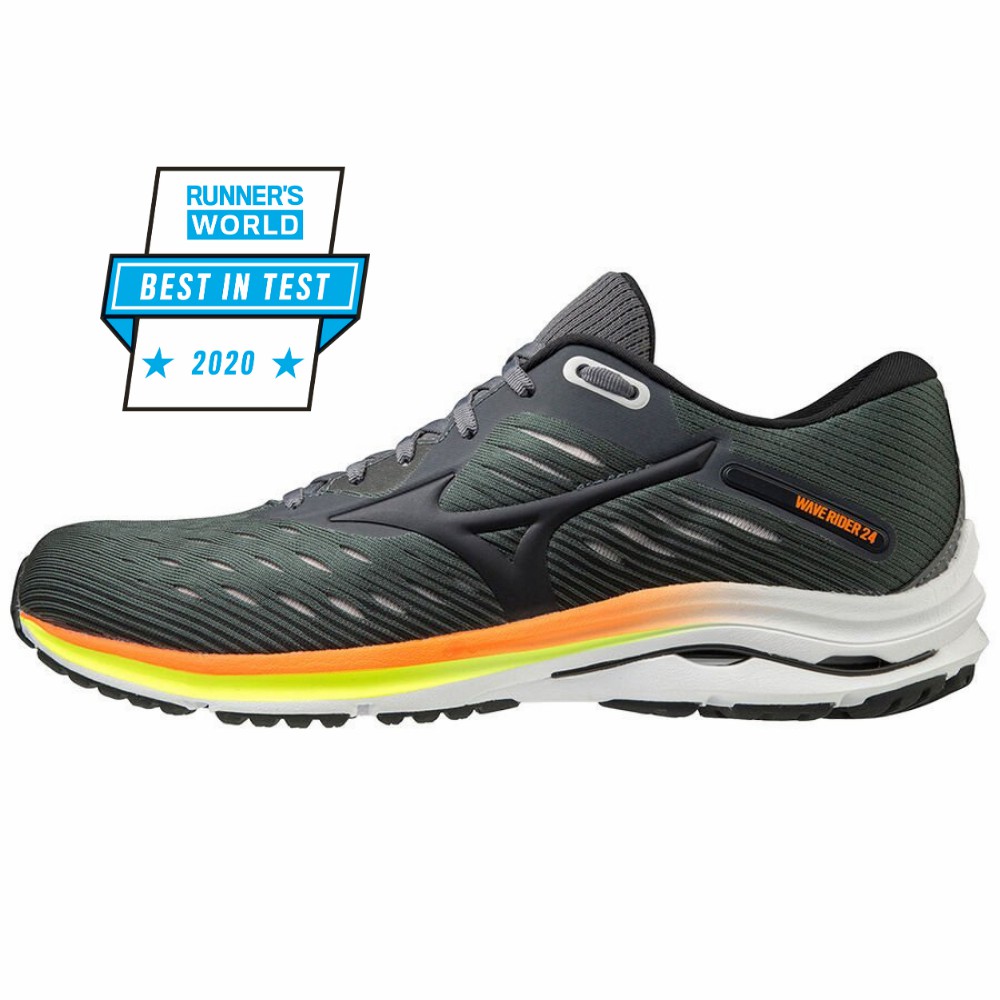 Mizuno Wave Rider 24 Löparskor Herr Mörkgröna Orange | 675103VJU