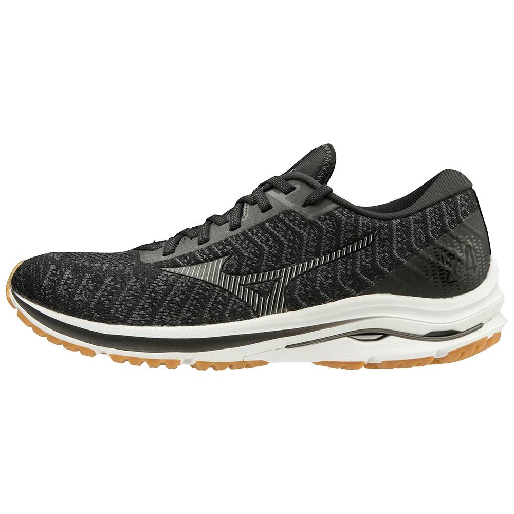 Mizuno Wave Rider 24 WAVEKNIT 2E Breda Löparskor Herr Svarta Mörkgrå | 260475UAO