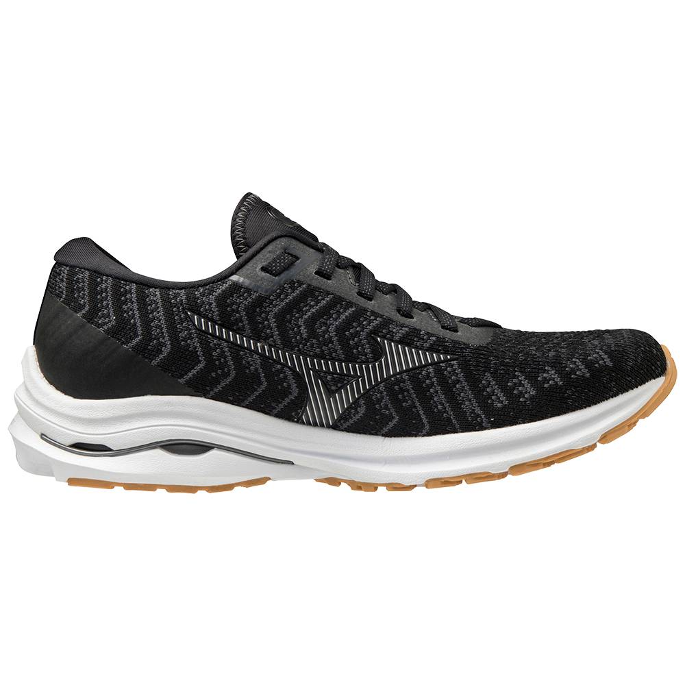 Mizuno Wave Rider 24 WAVEKNIT Löparskor Dam Svarta Mörkgrå | 410657DTN